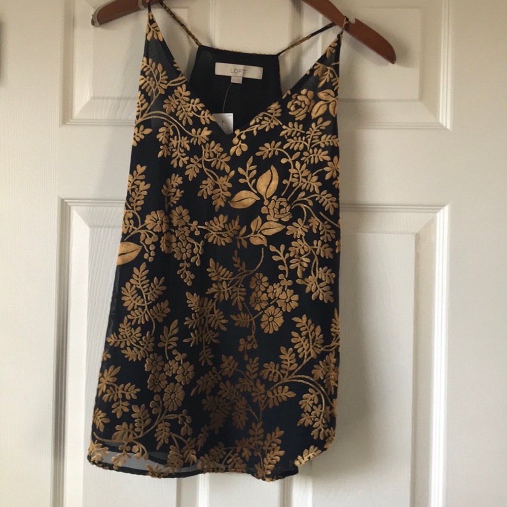 Black and gold woven cami